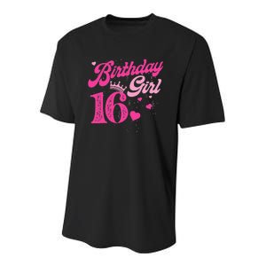 16th Birthday Girl Crown 16 Years Old Bday Youth Performance Sprint T-Shirt