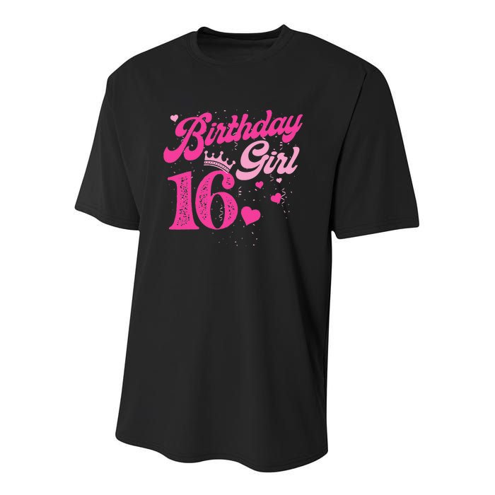 16th Birthday Girl Crown 16 Years Old Bday Youth Performance Sprint T-Shirt