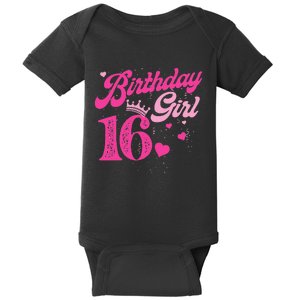 16th Birthday Girl Crown 16 Years Old Bday Baby Bodysuit