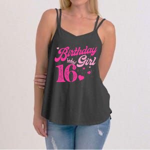 16th Birthday Girl Crown 16 Years Old Bday Women's Strappy Tank