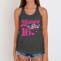 16th Birthday Girl Crown 16 Years Old Bday Women's Knotted Racerback Tank