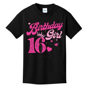 16th Birthday Girl Crown 16 Years Old Bday Kids T-Shirt