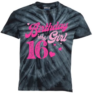 16th Birthday Girl Crown 16 Years Old Bday Kids Tie-Dye T-Shirt