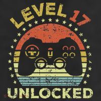 17th Birthday Gaming Level 17 Unlocked 7 Panel Mesh Trucker Snapback Hat