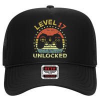 17th Birthday Gaming Level 17 Unlocked High Crown Mesh Back Trucker Hat