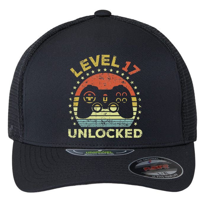 17th Birthday Gaming Level 17 Unlocked Flexfit Unipanel Trucker Cap