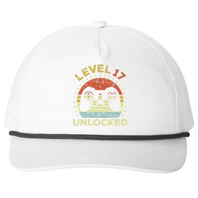 17th Birthday Gaming Level 17 Unlocked Snapback Five-Panel Rope Hat