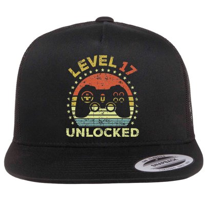 17th Birthday Gaming Level 17 Unlocked Flat Bill Trucker Hat