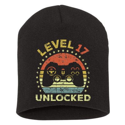 17th Birthday Gaming Level 17 Unlocked Short Acrylic Beanie