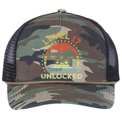 17th Birthday Gaming Level 17 Unlocked Retro Rope Trucker Hat Cap