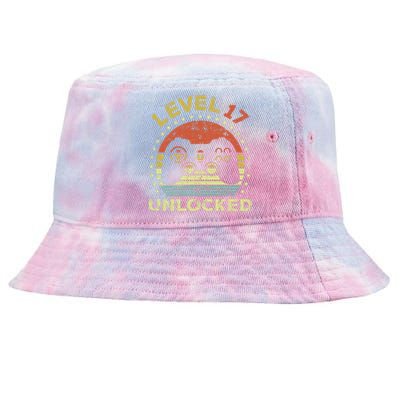 17th Birthday Gaming Level 17 Unlocked Tie-Dyed Bucket Hat