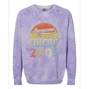 17th Birthday Gift Awesome Since December 2005 17 Year Old Colorblast Crewneck Sweatshirt