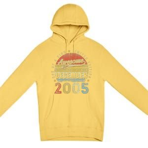 17th Birthday Gift Awesome Since December 2005 17 Year Old Premium Pullover Hoodie