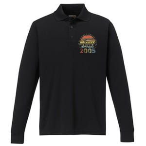 17th Birthday Gift Awesome Since December 2005 17 Year Old Performance Long Sleeve Polo