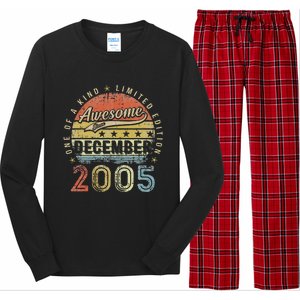 17th Birthday Gift Awesome Since December 2005 17 Year Old Long Sleeve Pajama Set