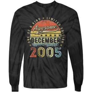 17th Birthday Gift Awesome Since December 2005 17 Year Old Tie-Dye Long Sleeve Shirt