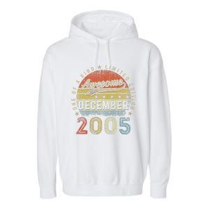 17th Birthday Gift Awesome Since December 2005 17 Year Old Garment-Dyed Fleece Hoodie