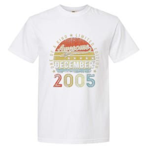 17th Birthday Gift Awesome Since December 2005 17 Year Old Garment-Dyed Heavyweight T-Shirt