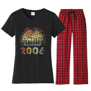 17th Birthday Gift Awesome Since February 2006 17 Year Old Cute Women's Flannel Pajama Set