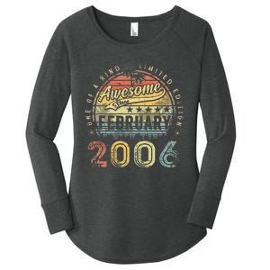 17th Birthday Gift Awesome Since February 2006 17 Year Old Cute Women's Perfect Tri Tunic Long Sleeve Shirt