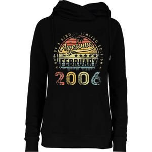 17th Birthday Gift Awesome Since February 2006 17 Year Old Cute Womens Funnel Neck Pullover Hood