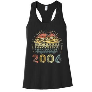 17th Birthday Gift Awesome Since February 2006 17 Year Old Cute Women's Racerback Tank