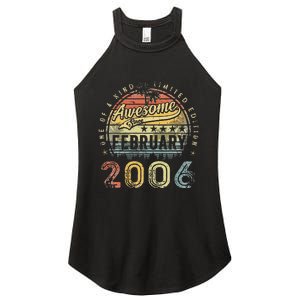 17th Birthday Gift Awesome Since February 2006 17 Year Old Cute Women's Perfect Tri Rocker Tank