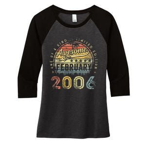 17th Birthday Gift Awesome Since February 2006 17 Year Old Cute Women's Tri-Blend 3/4-Sleeve Raglan Shirt