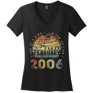 17th Birthday Gift Awesome Since February 2006 17 Year Old Cute Women's V-Neck T-Shirt