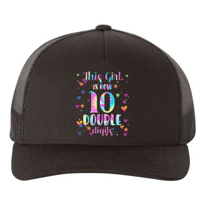 10th Birthday Gift This Girl Is Now 10 Double Digits Tie Dye Yupoong Adult 5-Panel Trucker Hat