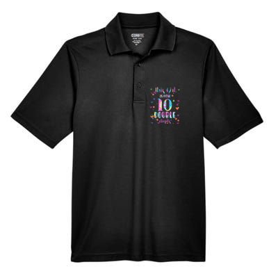 10th Birthday Gift This Girl Is Now 10 Double Digits Tie Dye Men's Origin Performance Piqué Polo