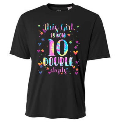 10th Birthday Gift This Girl Is Now 10 Double Digits Tie Dye Cooling Performance Crew T-Shirt