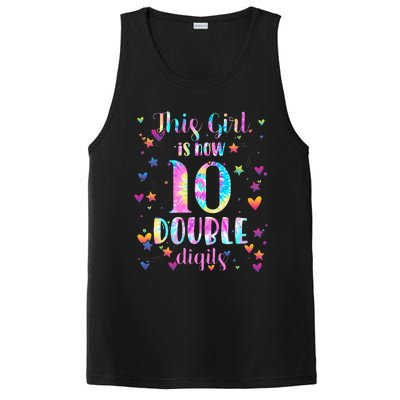 10th Birthday Gift This Girl Is Now 10 Double Digits Tie Dye PosiCharge Competitor Tank