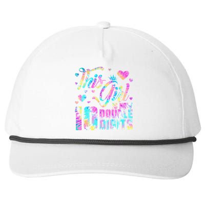 10th Birthday Gift This Girl Is Now 10 Double Digits Tie Dye Snapback Five-Panel Rope Hat