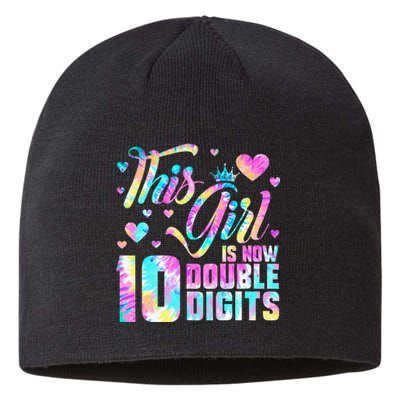 10th Birthday Gift This Girl Is Now 10 Double Digits Tie Dye Sustainable Beanie