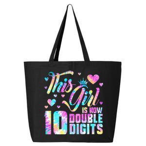 10th Birthday Gift This Girl Is Now 10 Double Digits Tie Dye 25L Jumbo Tote