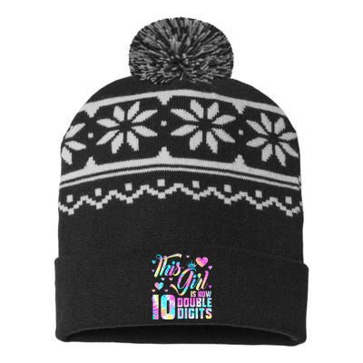 10th Birthday Gift This Girl Is Now 10 Double Digits Tie Dye USA-Made Snowflake Beanie