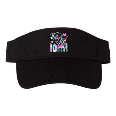 10th Birthday Gift This Girl Is Now 10 Double Digits Tie Dye Valucap Bio-Washed Visor