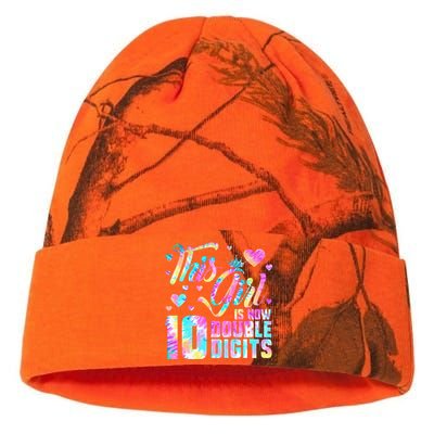 10th Birthday Gift This Girl Is Now 10 Double Digits Tie Dye Kati Licensed 12" Camo Beanie