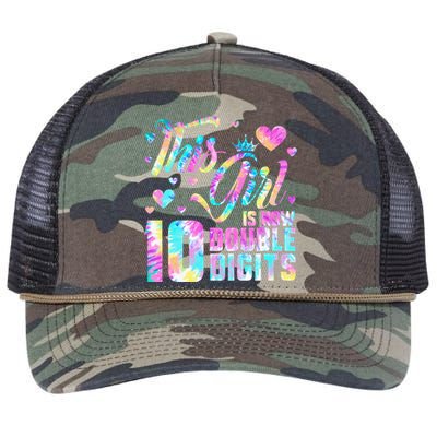 10th Birthday Gift This Girl Is Now 10 Double Digits Tie Dye Retro Rope Trucker Hat Cap