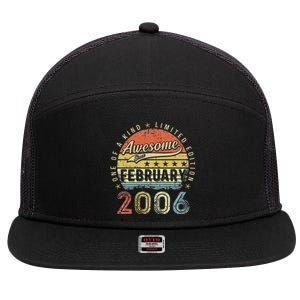 17th Birthday Gift Awesome Since February 2006 17 Year Old Love Cute 7 Panel Mesh Trucker Snapback Hat