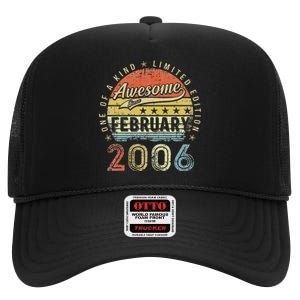 17th Birthday Gift Awesome Since February 2006 17 Year Old Love Cute High Crown Mesh Back Trucker Hat