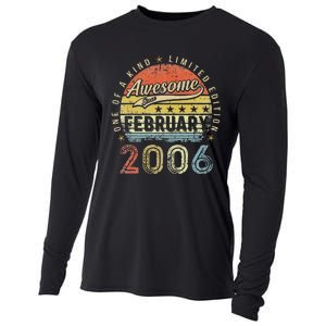 17th Birthday Gift Awesome Since February 2006 17 Year Old Love Cute Cooling Performance Long Sleeve Crew