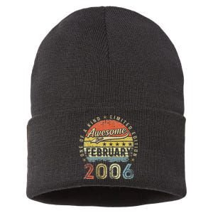 17th Birthday Gift Awesome Since February 2006 17 Year Old Love Cute Sustainable Knit Beanie