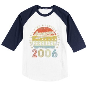 17th Birthday Gift Awesome Since February 2006 17 Year Old Love Cute Baseball Sleeve Shirt