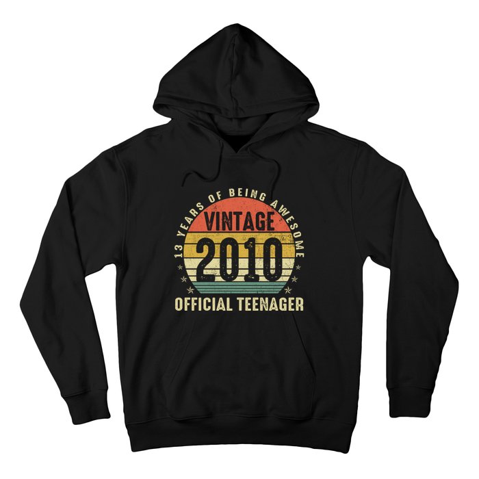 13th Birthday Gifts Vintage 2010 Teenager 13 Years Old Hoodie