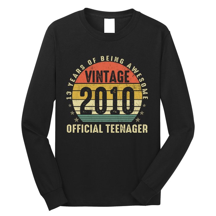 13th Birthday Gifts Vintage 2010 Teenager 13 Years Old Long Sleeve Shirt