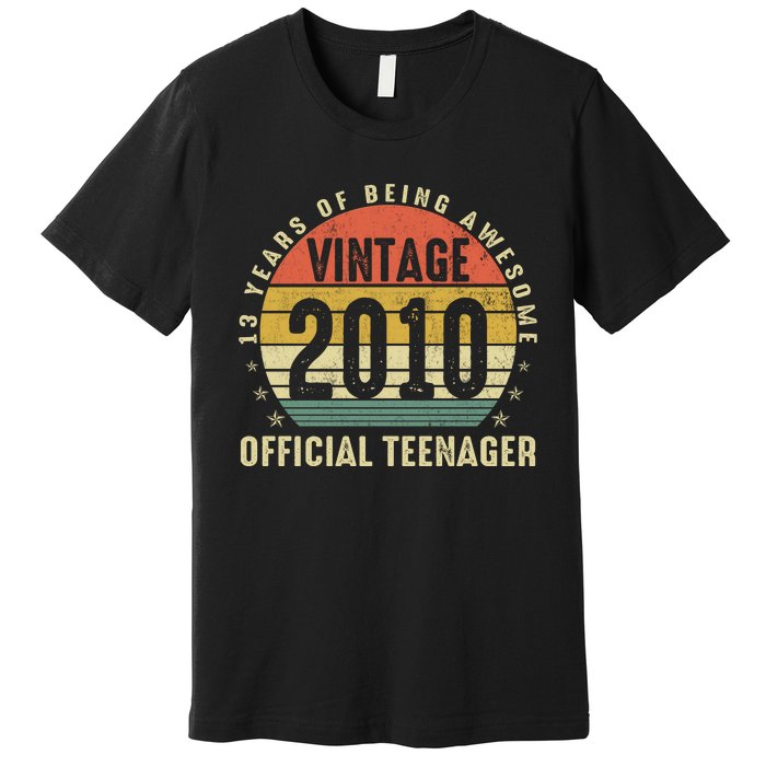 13th Birthday Gifts Vintage 2010 Teenager 13 Years Old Premium T-Shirt