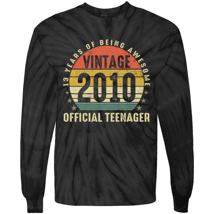 13th Birthday Gifts Vintage 2010 Teenager 13 Years Old Tie-Dye Long Sleeve Shirt