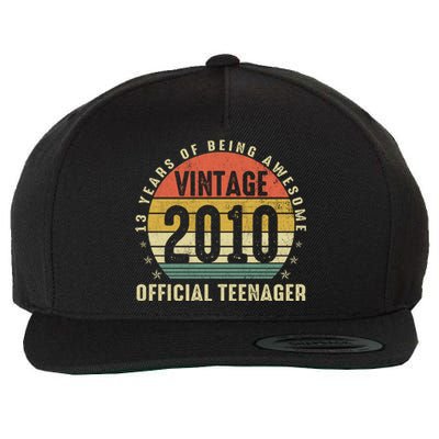 13th Birthday Gifts Vintage 2010 Teenager 13 Years Old Wool Snapback Cap